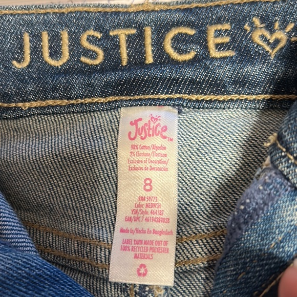 NWT Justice Denim Mini Mom Jeans. Medium Wash Soft, Stretchy and Comfy. Size 8 - Picture 7 of 9